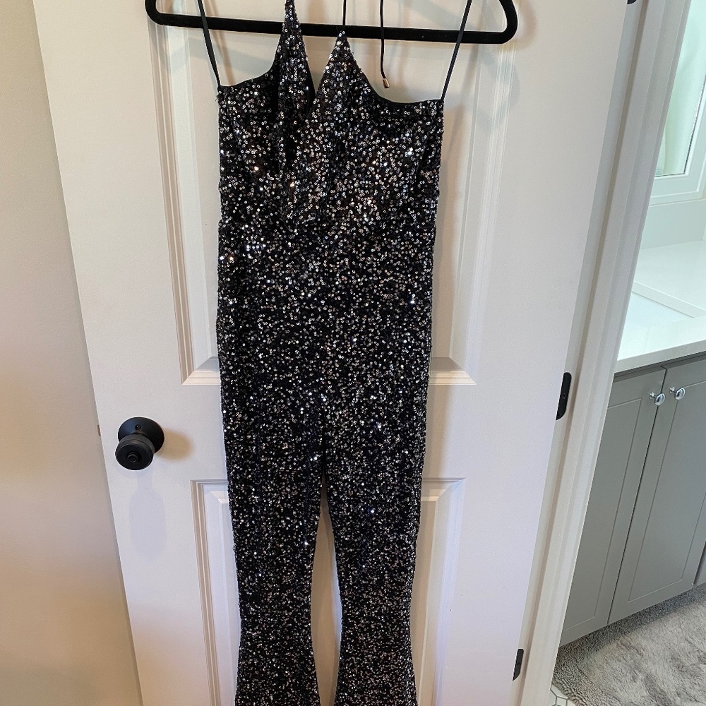 Black Sequin Jumpsuit size S